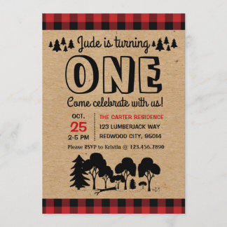 Invitación de primer cumpleaños del niño Woodland