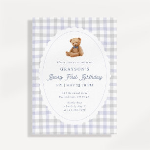 Invitación de Primer Cumpleaños del Oso de Peluche