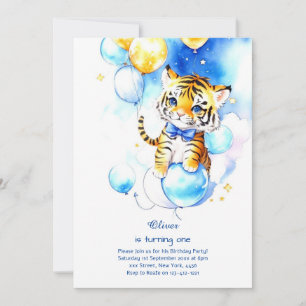 Invitación de primer cumpleaños del tigre
