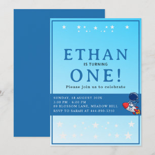Invitación de primer cumpleaños espacial – Fiesta