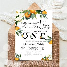 Invitación de Primer Cumpleaños Floral de Cítricos