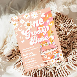 Invitación de Primer Cumpleaños Groovy Hippie