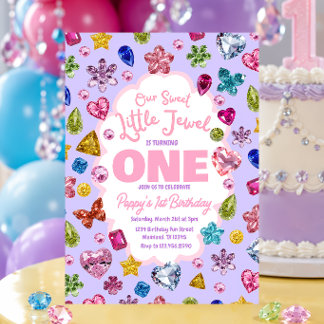 Invitación de primer cumpleaños Little Jewel para 