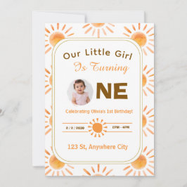 Invitación de primer cumpleaños Little Sunshine
