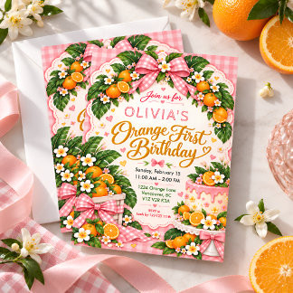 Invitación de primer cumpleaños naranja