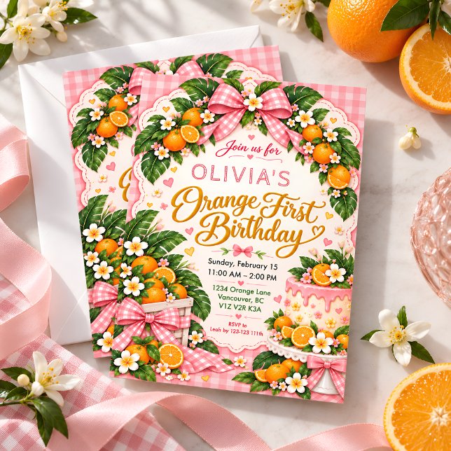 Invitación de primer cumpleaños naranja (Subido por el creador)