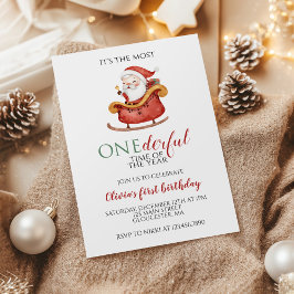 Invitación de Primer Cumpleaños Navideño de Santa
