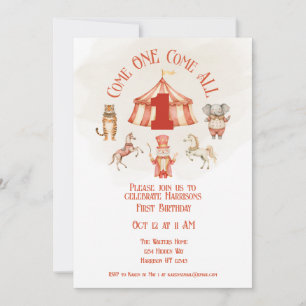 Invitación de primer cumpleaños para animales de c