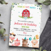 Invitación de primer cumpleaños para animales de g