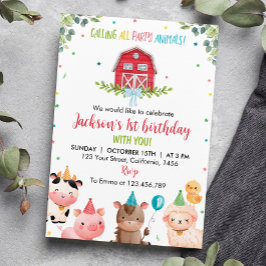 Invitación de primer cumpleaños para animales de g
