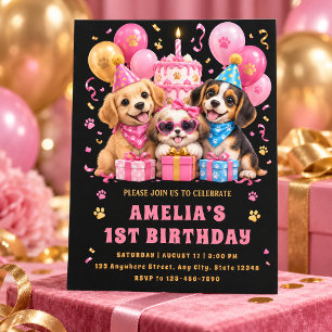 Invitación de primer cumpleaños para cachorrito li