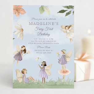 Invitación de primer cumpleaños para Chica de hada