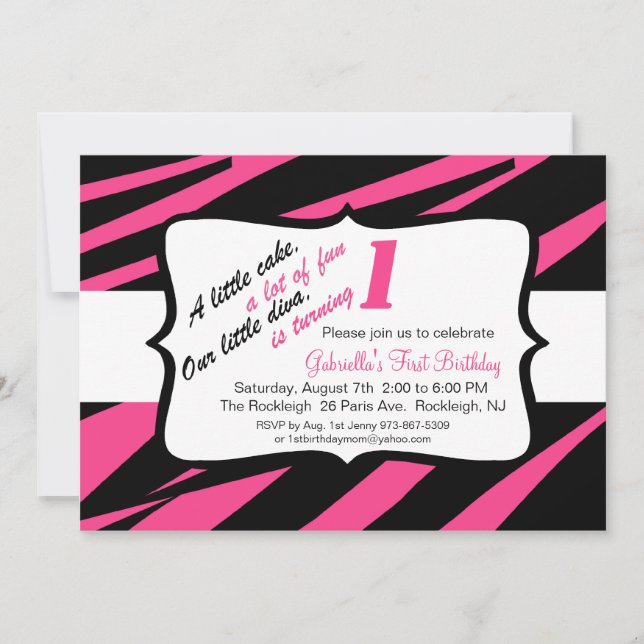 Invitación de primer cumpleaños para Chicas de ceb (Anverso)