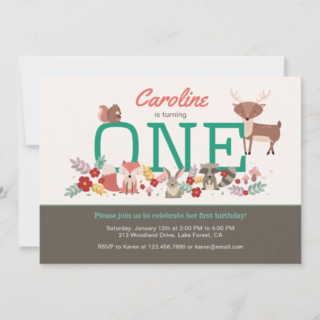 Invitación de primer cumpleaños para los animales  (Anverso)