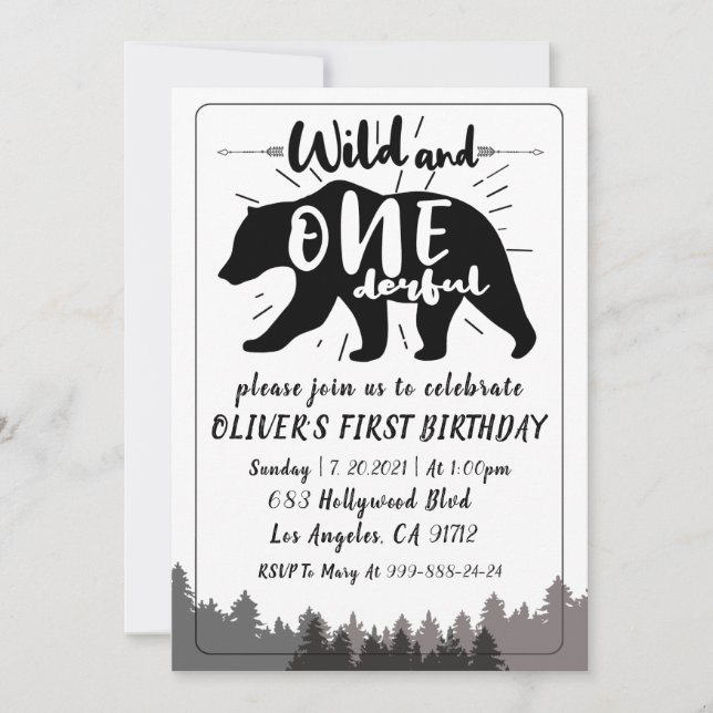 Invitación de primer cumpleaños para los chicos sa (Anverso)