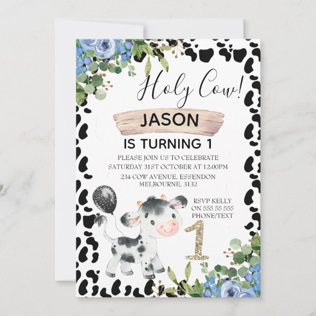 Invitación de primer cumpleaños para los niños vac (Anverso)