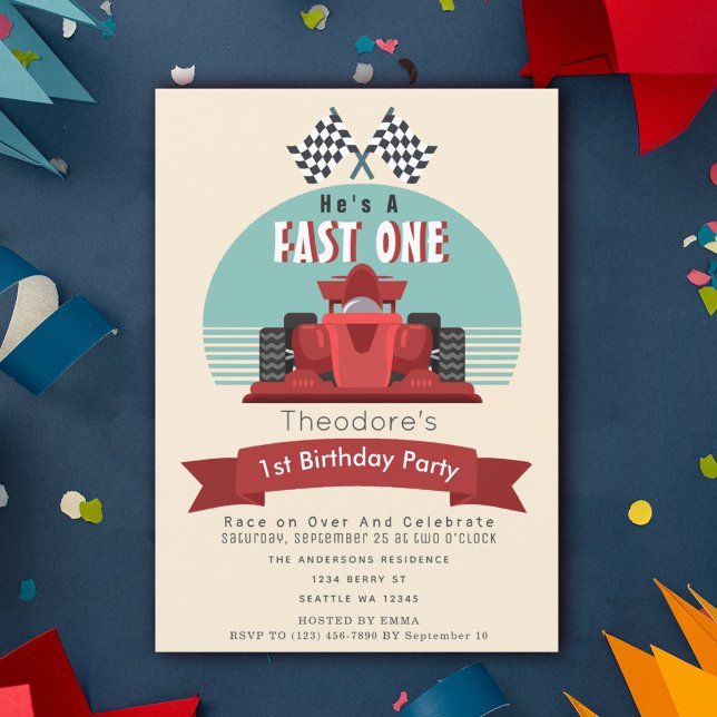 Invitación de primer cumpleaños para niños de Race (Subido por el creador)