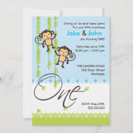 Invitación de primer cumpleaños para niños gemelos