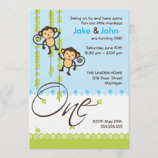 Invitación de primer cumpleaños para niños gemelos