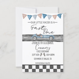 Invitación de primer cumpleaños para Race Car Fast