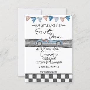Invitación de primer cumpleaños para Race Car Fast