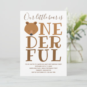 Invitación de primer cumpleaños para un oso maravi