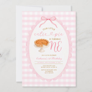 Invitación de primer cumpleaños Pink Cutie Pie   G