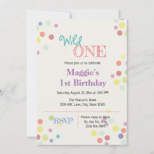 Invitación de primer cumpleaños salvaje de un colo