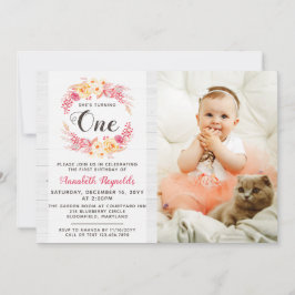 Invitación de Primer Cumpleaños Shabby Chic Rústic