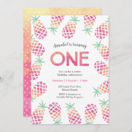 Invitación de primer cumpleaños tropical de piña r