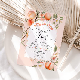 Invitación de primer cumpleaños. Un melocotón dulc