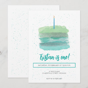 Invitación de primer cumpleaños verde de bonito
