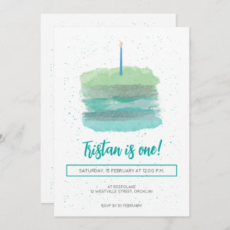 Invitación de primer cumpleaños verde de bonito