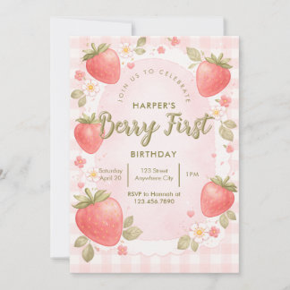 Invitación de Primer Cumpleaños Vintage Berry