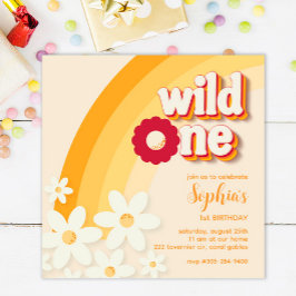 Invitación de primer cumpleaños "Wild One" retro |