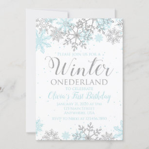 Invitación de primer cumpleaños Winter Onederland