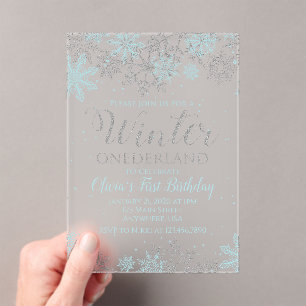 Invitación de primer cumpleaños Winter Onederland
