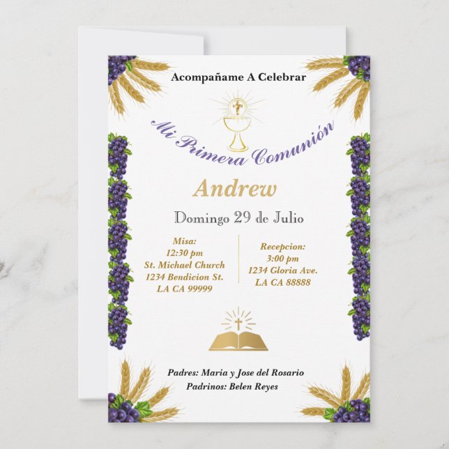 Invitación de Primera Comunion. (Anverso)