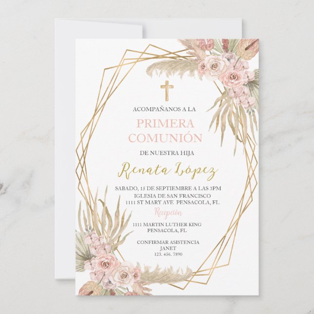 Invitación de primera comunión. (Anverso)