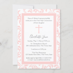 Invitación de primera comunión a la Paisley floral