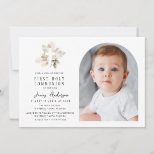 Invitación de primera comunión con arco elegante