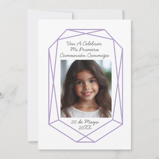 Invitación de Primera Comunión con Foto (Anverso)