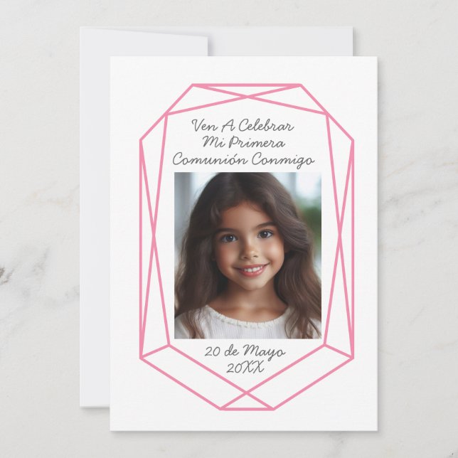 Invitación de Primera Comunión con Foto (Anverso)