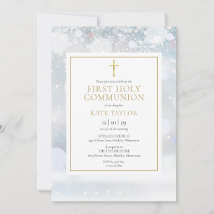 Invitación de Primera Comunión Copos de Nieve de I