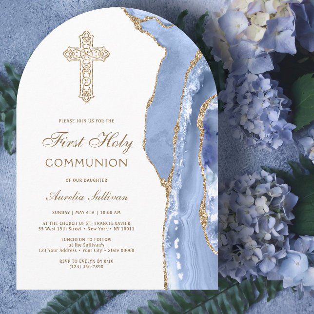 Invitación de Primera Comunión Cornflower Blue Aga (Subido por el creador)