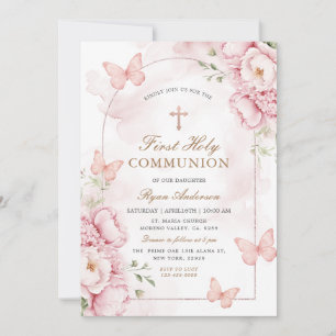 Invitación de Primera Comunión de Mariposa Elegant