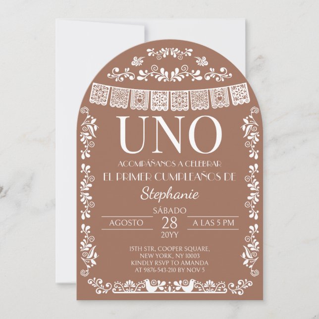 Invitación de Primera Comunión de Niña UNO con Pap (Anverso)