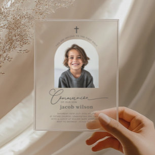 Invitación de Primera Comunión Niño Foto Arqueada