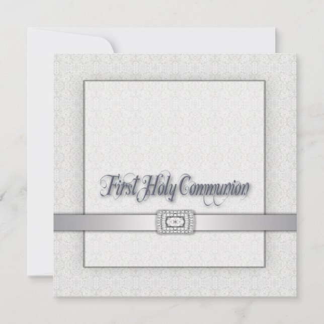 Invitación de Primera Comunión para Niñas con Enca (Anverso)