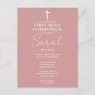Invitación de Primera Comunión Rosa Polvo